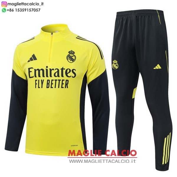 felpa da allenamento bambino set completo real madrid 2025-2026 giallo nero