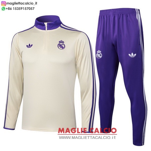 felpa da allenamento bambino set completo real madrid 2025-2026 giallo purpureo