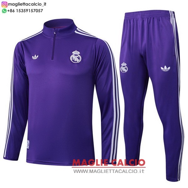 felpa da allenamento bambino set completo real madrid 2025-2026 purpureo