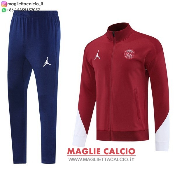 nuova paris saint germain insieme completo rosso bianco giacca lunga zip 2025-2026