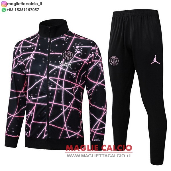 nuova paris saint germain insieme completo nero rosa giacca lunga zip 2025-2026