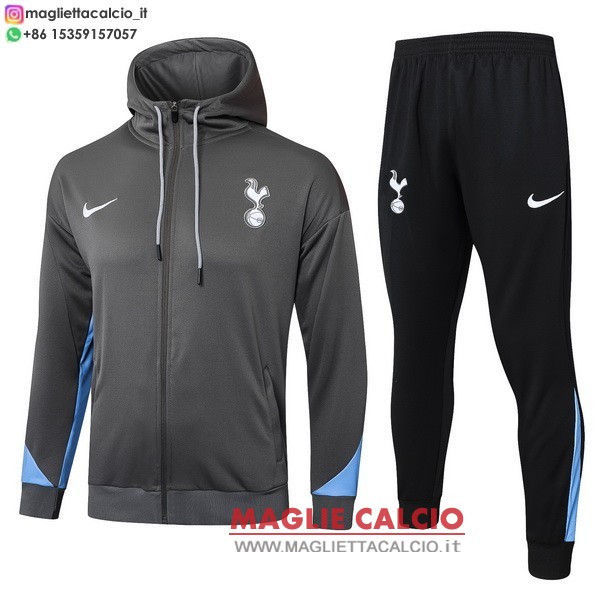 nuova tottenham hotspur insieme completo grigio giacca felpa cappuccio 2024-2025