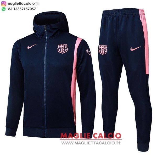 nuova barcelona insieme completo blu navy rosa giacca felpa cappuccio 2025-2026