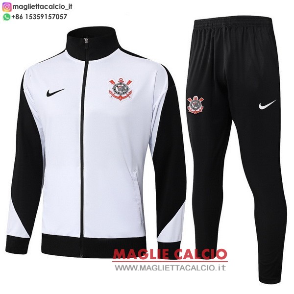 nuova corinthians paulista insieme completo bianco nero giacca lunga zip 2025-2026