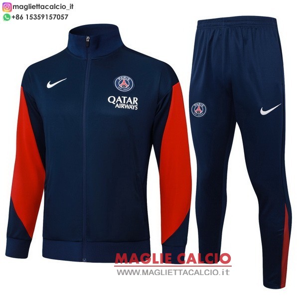 nuova paris saint germain insieme completo blu navy rosso giacca lunga zip 2025-2026