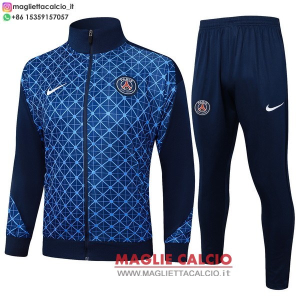 nuova paris saint germain insieme completo blu navy giacca lunga zip 2025-2026