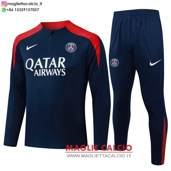 nuova paris saint germain insieme completo blu navy rosso felpa da allenamento 2025-2026