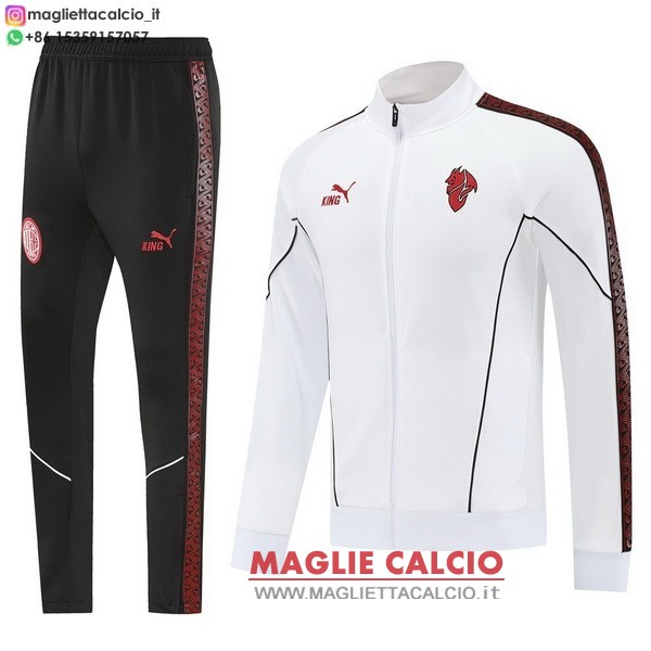 nuova ac milan insieme completo nbianco nero giacca lunga zip 2025-2026