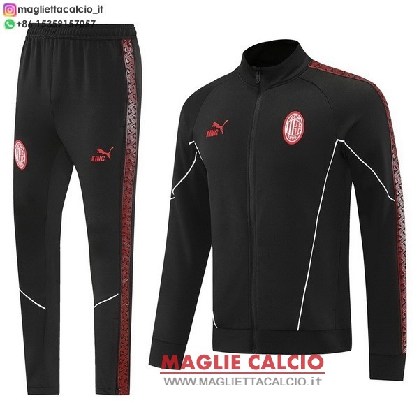 nuova ac milan insieme completo nero giacca lunga zip 2025-2026