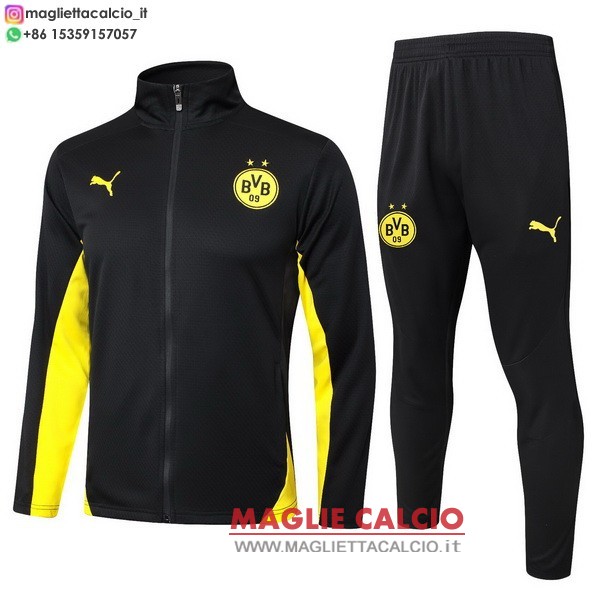 nuova borussia dortmund insieme completo nero giallo giacca lunga zip 2024-2025