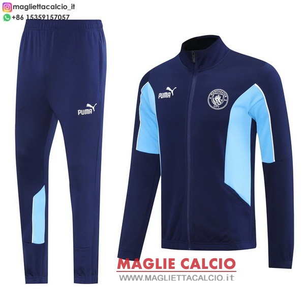 nuova manchester city insieme completo blu giacca lunga zip 2025-2026