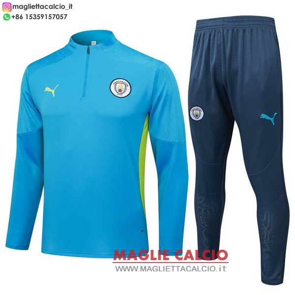 nuova manchester city insieme completo grigio blu felpa da allenamento 2024-2025