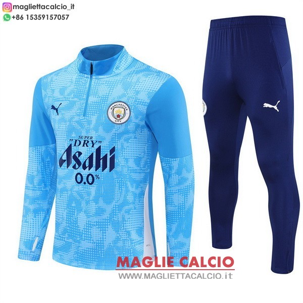 nuova manchester city insieme completo blu felpa da allenamento 2024-2025