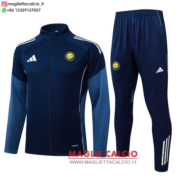 nuova al nassr fc insieme completo blu navy giacca lunga zip 2025-2026