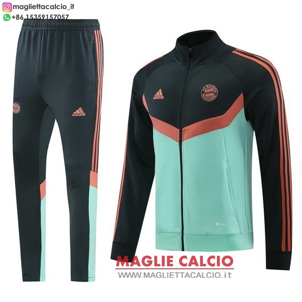 nuova bayern monaco insieme completo grigio verde giacca lunga zip 2025-2026