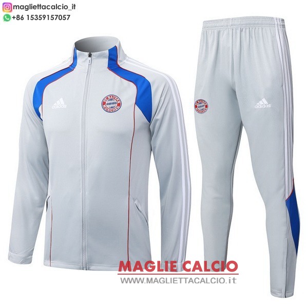 nuova bayern monaco insieme completo grigio blu rosso giacca lunga zip 2025-2026