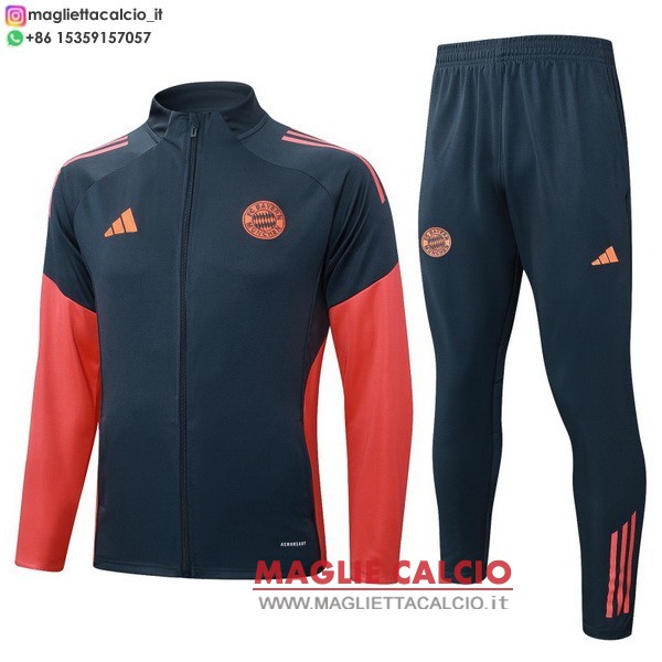 nuova bayern monaco insieme completo grigio navy rosso giacca lunga zip 2025-2026