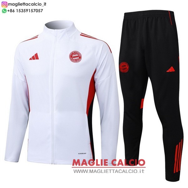 nuova bayern monaco insieme completo bianco rosso nero bambino giacca lunga zip 2025-2026