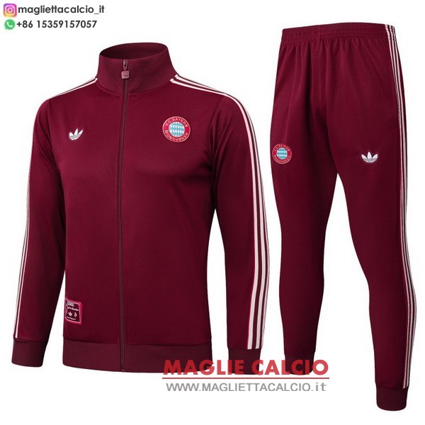 nuova bayern monaco insieme completo bianco rosso nero bambino giacca lunga zip 2025-2026
