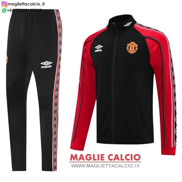 manchester united insieme completo nero I rosso giacca lunga zip 2025-2026