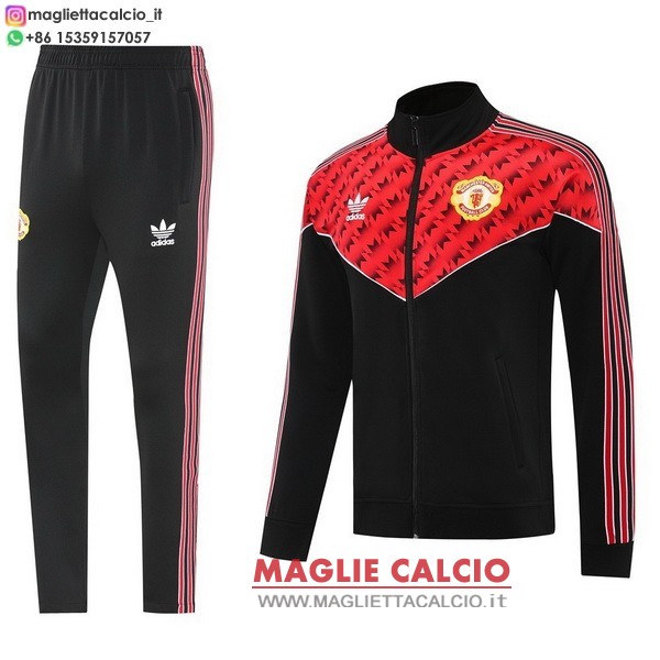 manchester united insieme completo nero rosso giacca lunga zip 2025-2026