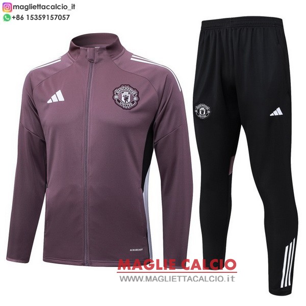 manchester united insieme completo purpureo nero giacca lunga zip 2025-2026