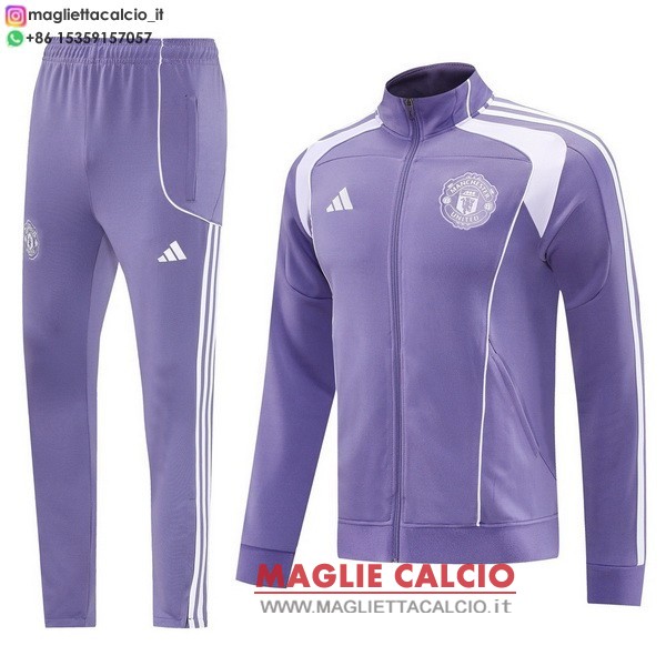manchester united insieme completo purpureo giacca lunga zip 2025-2026