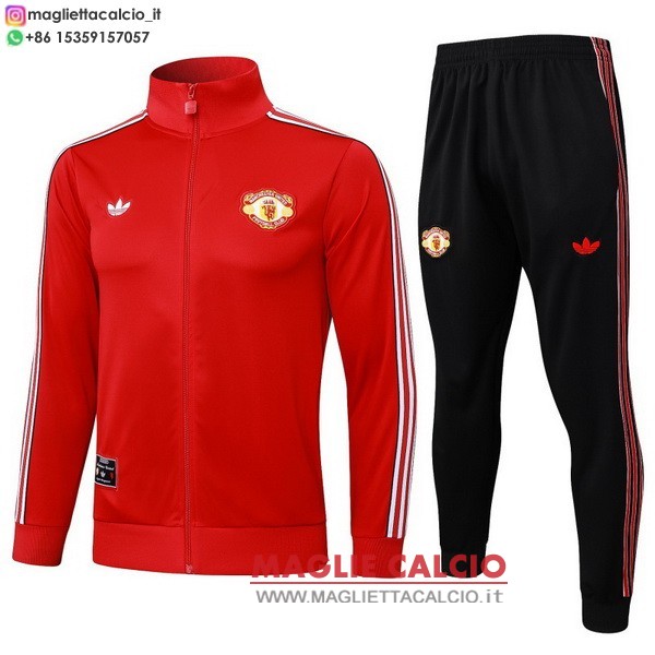 manchester united insieme completo rosso I nero giacca lunga zip 2025-2026