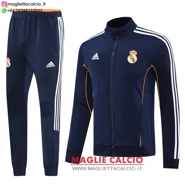 nuova real madrid insieme completo blu navy giacca lunga zip 2025-2026