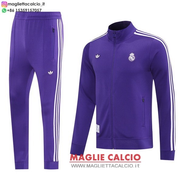 nuova real madrid insieme completo purpureo giacca lunga zip 2025-2026