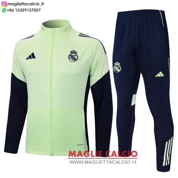 nuova real madrid insieme completo verde luce giacca lunga zip 2025-2026