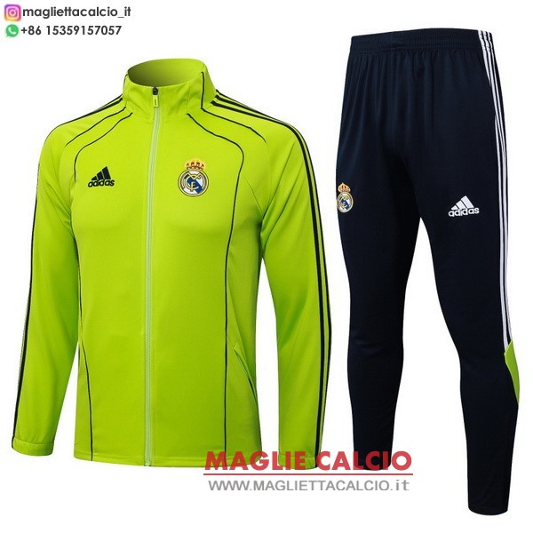 nuova real madrid insieme completo verde nero giacca lunga zip 2025-2026