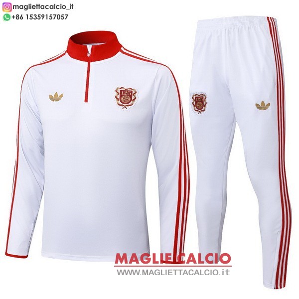 nuova bayern monaco insieme completo bianco rosso felpa da allenamento 2025-2026