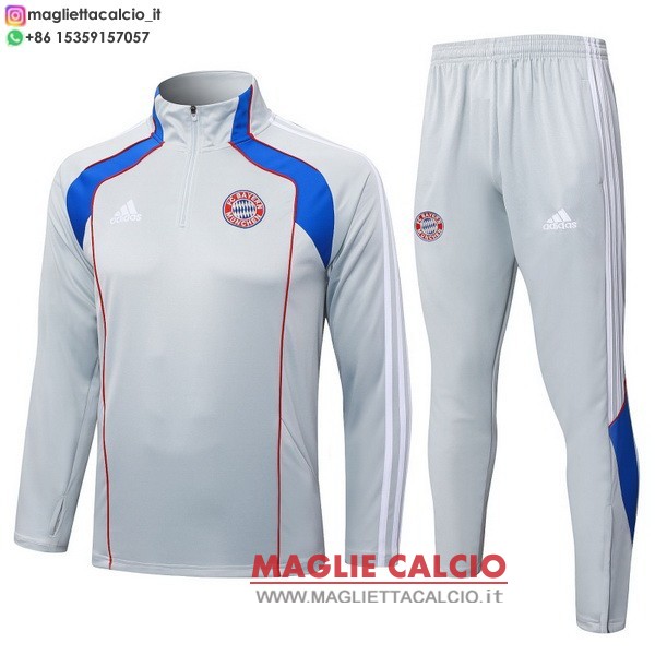 nuova bayern monaco insieme completo grigio blu felpa da allenamento 2025-2026