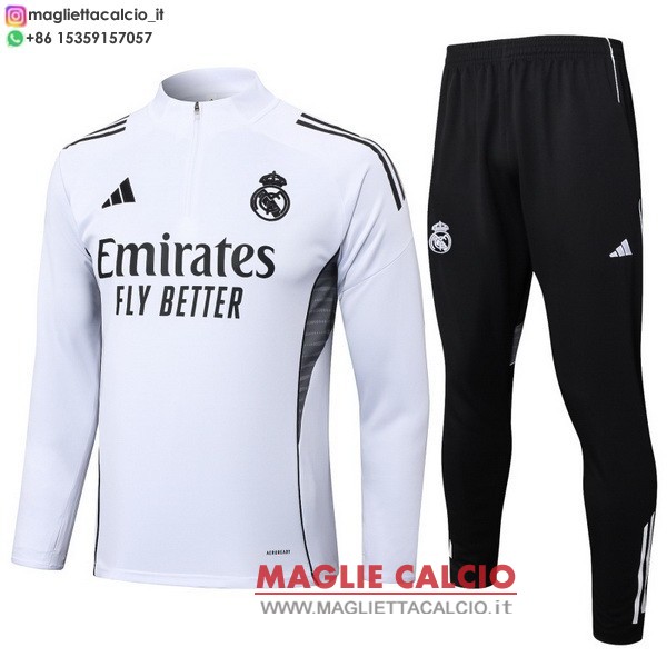 nuova real madrid insieme completo bianco I nero felpa da allenamento 2025-2026
