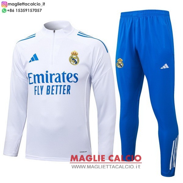 nuova real madrid insieme completo bianco blu felpa da allenamento 2025-2026