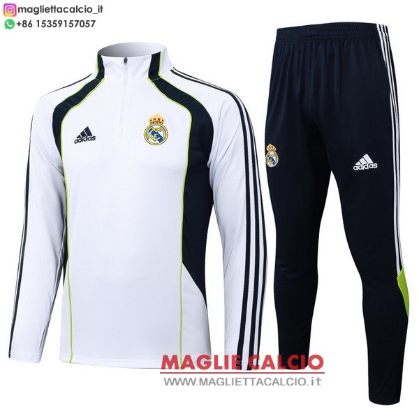 nuova real madrid insieme completo bianco grigio felpa da allenamento 2025-2026