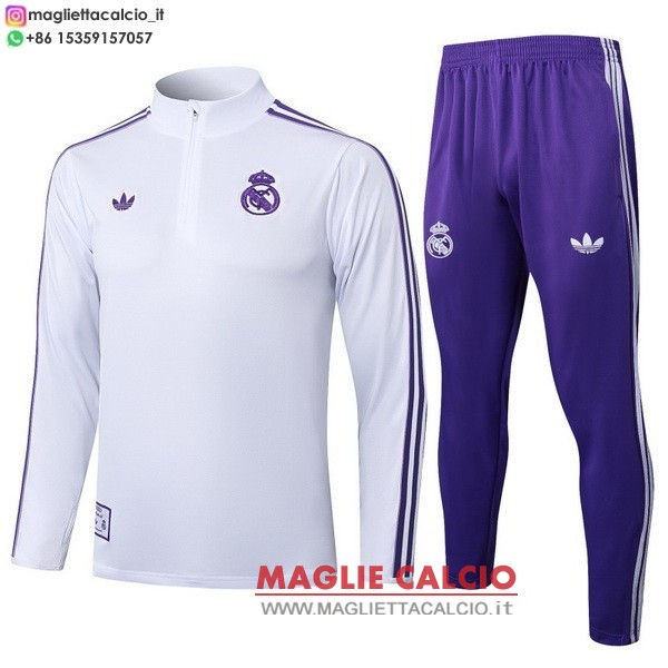 nuova real madrid insieme completo bianco purpureo felpa da allenamento 2025-2026