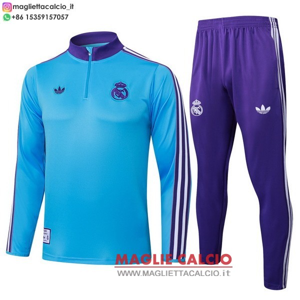 nuova real madrid insieme completo blu purpureo felpa da allenamento 2025-2026