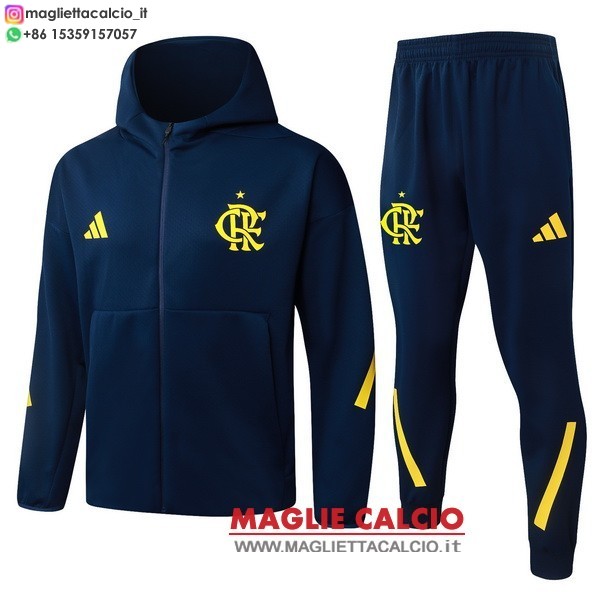 nuova flamengo insieme completo blu navy giacca con cappuccio full zip 2025-2026