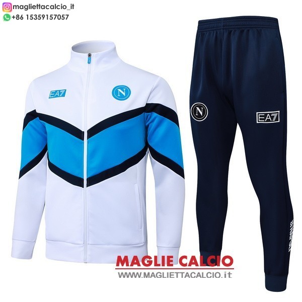 nuova napoli insieme completo bianco blu bambino giacca full zip allenamento 2025-2026