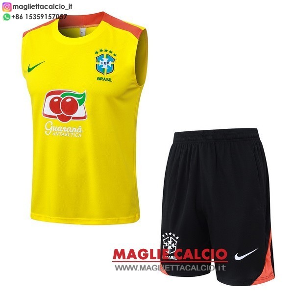 senza maniche formazione set completo divisione magliette brasile 2026 giallo arancione