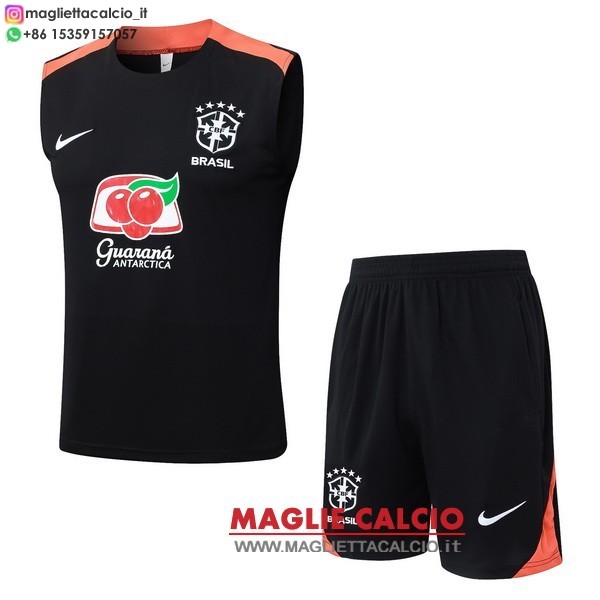 senza maniche formazione set completo divisione magliette brasile 2026 nero arancione