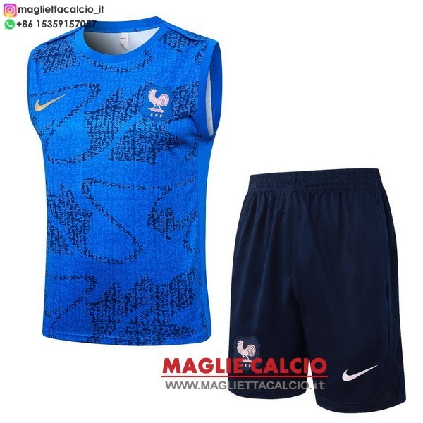 nuova magliette francia senza maniche formazione set completo 2026 blu Navy