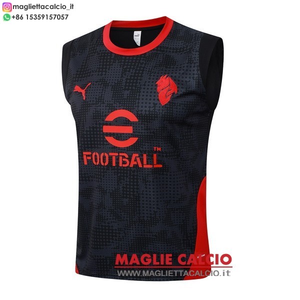 senza maniche formazione divisione magliette ac milan 2025-2026 nero rosso