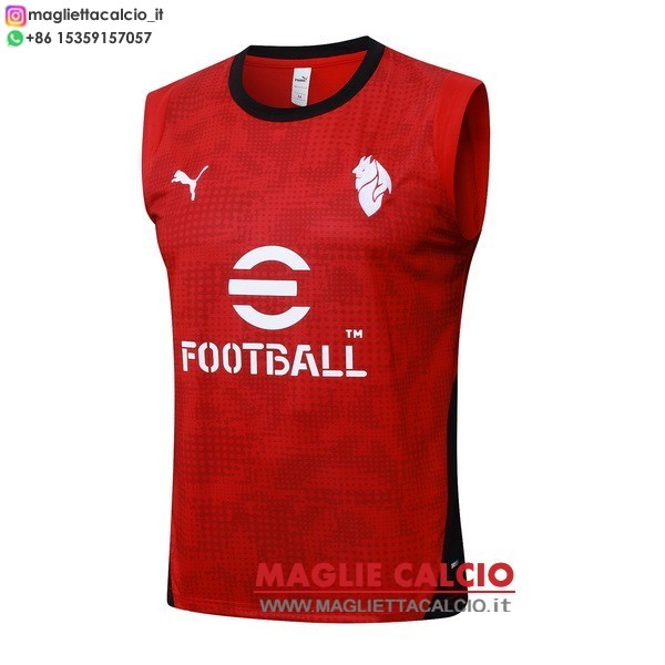 senza maniche formazione divisione magliette ac milan 2025-2026 rosso nero