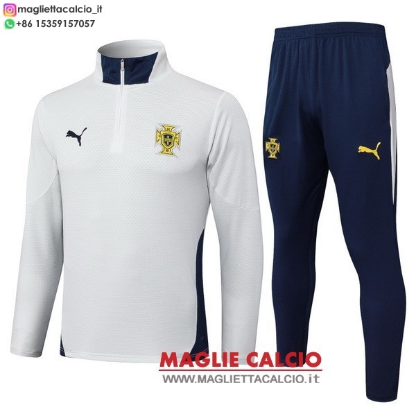 portogallo insieme completo bianco blu navy mezza cerniera felpa da allenamento 2026