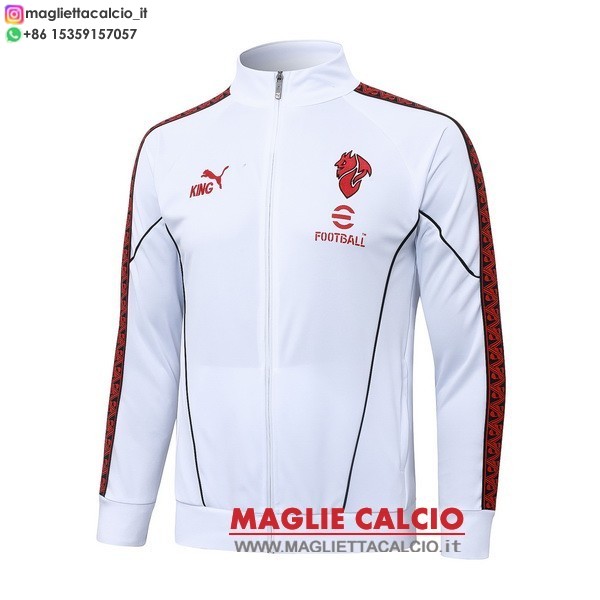 nuova ac milan bianco rosso giacca lunga zip 2025-2026