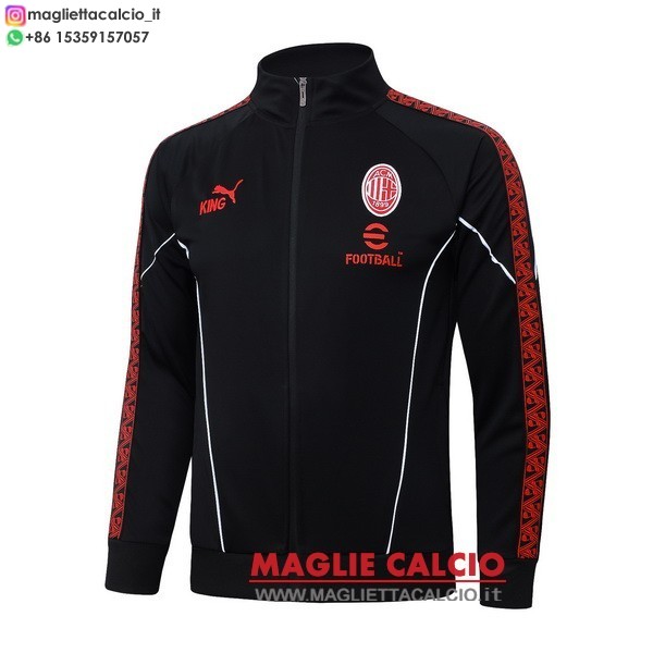nuova ac milan nero i rosso giacca lunga zip 2025-2026