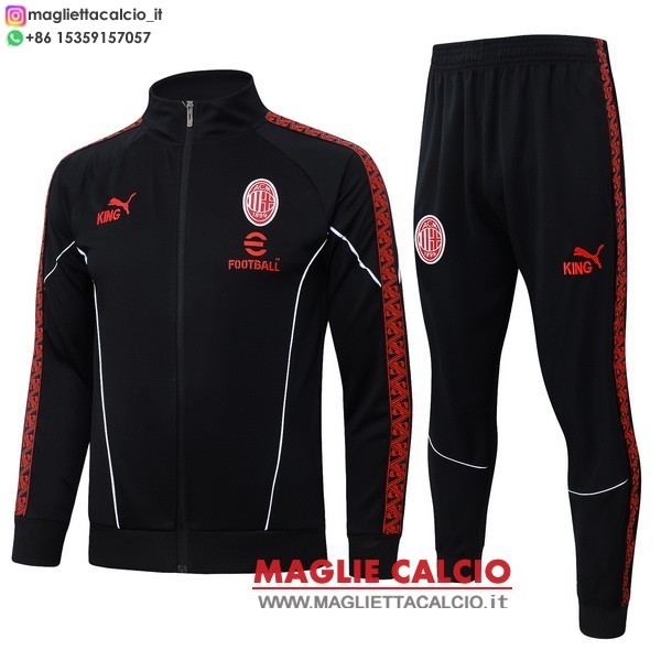 nuova ac milan insieme completo nero ii rosso giacca lunga zip 2025-2026